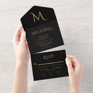 Elegant Black Monogram Bröllop