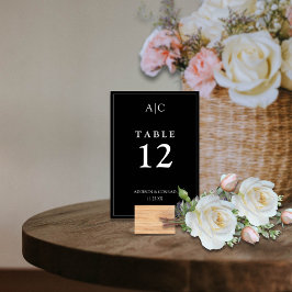 Elegant Black Monogram Bröllop Bordsnummer