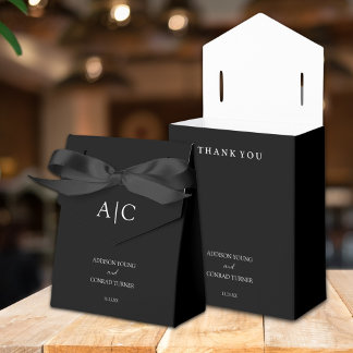 Elegant Black Monogram Bröllop Presentaskar
