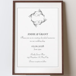 Elegant Black Monogram bröllopsinbjudan Inbjudningar