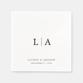 Elegant Black Monogram enkel minimalistisk Bröllop Pappersservett