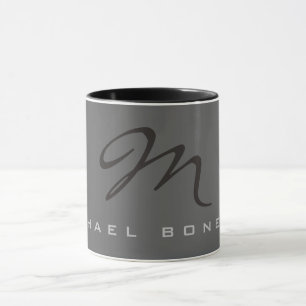 Elegant Black Monogram Grått Mugg