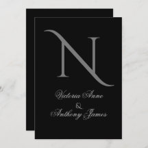 Elegant Black Monogram Initial Bröllop