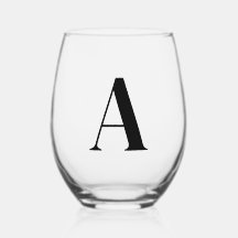 Elegant Black Monogram Inledande Vin Glass