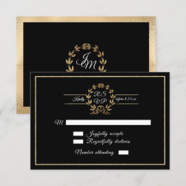 Elegant Black n Guld WandeScript Calligraphy OSA Kort