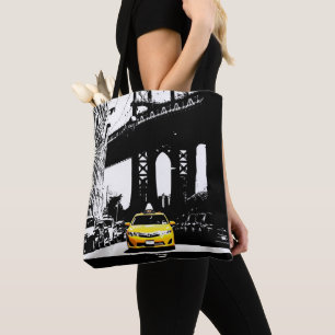 Elegant Black Nyc New York Gult Taxi Brooklyn Tygkasse