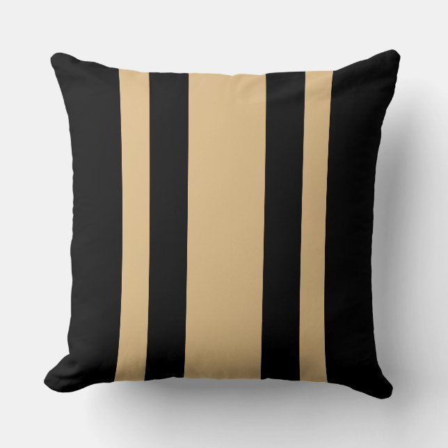 Elegant Black och Beige Rand Kudde (Framsida)