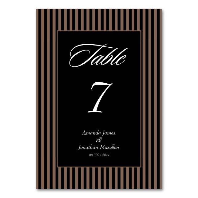 Elegant Black och Brown Rand Bordsnummer (Framsidan)