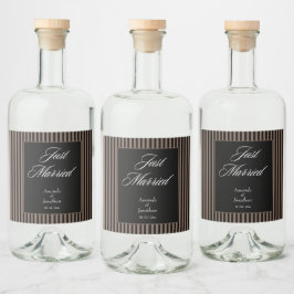Elegant Black och Brown Rand Bröllop Spritflaskor Etikett