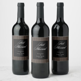 Elegant Black och Brown Rand Bröllop Vinflaska Etikett
