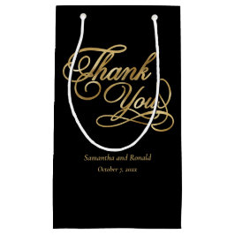 Elegant Black och Faux Guld Calligraphy Tack