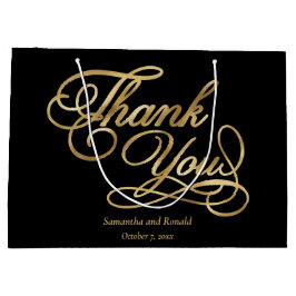 Elegant Black och Faux Guld Calligraphy Tack