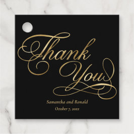 Elegant Black och Faux Guld Calligraphy Tack Gåvor Etiketter
