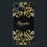 Elegant Black och Faux Guld & Glitter<br><div class="desc">Elegant faux guld och diamanter glitter blommigt snurrar över svarta blommigtar. Om du behöver hjälp med att anpassa någon av mina designers kontaktar du ArtOnWear-designern. Kostnadsfri textformatering med hjälp av direkthjälp tillgänglig på begäran.</div>