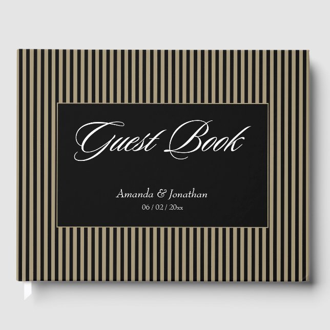 Elegant Black och Grönt Rand Bröllop Gästböcker (Framsida)
