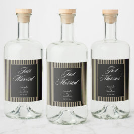 Elegant Black och Grönt Rand Bröllop Spritflaskor Etikett