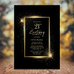 Elegant Black och Guld 21:a födelsedagen Party Inbjudningar<br><div class="desc">Inbjudan dina vänner och nära vänner till din 21:a födelsedag med eleganten svart och guld födelsedagsfest inbjudan. Anpassadet i den här inbjudan-mallen gör att du enkelt kan inkludera all information som behövs för din speciella födelsedagskalender, inklusive datum, tid, plats och OSA. Det finns en mängd olika pappra typer och stilar...</div>