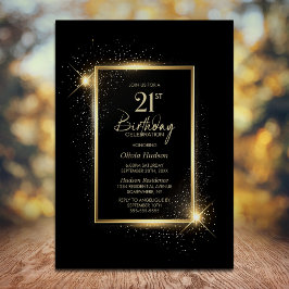 Elegant Black och Guld 21:a födelsedagen Party Inbjudningar