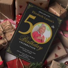 Elegant Black och Guld 50:e födelsedagen