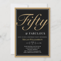 Elegant Black och Guld 50 och Fabulous Birthday