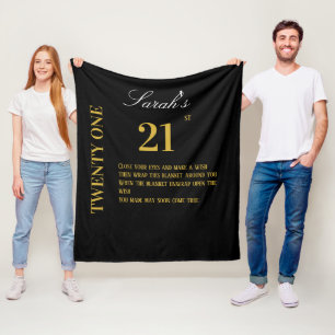 Elegant Black och Guld 60:e födelsedag Önskemål Fleecefilt
