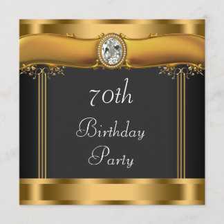 Elegant Black och Guld 70:e Födelsedagsfesten Inbjudningar
