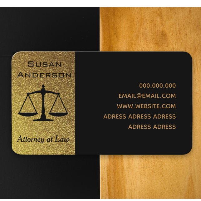 Elegant Black och guld advokat notarie professione Visitkort (Luxury design for justice professions)