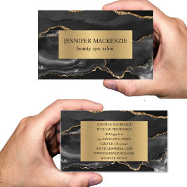 Elegant Black och Guld Agate Luxury Visitkort