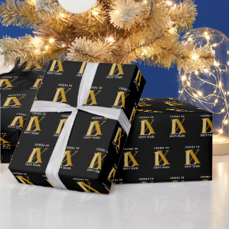 Elegant Black och Guld Birthday Mönster Presentpapper