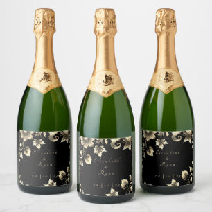 Elegant Black och Guld Blommigt Bröllop