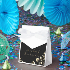 Elegant Black och Guld Blommigt Bröllop Presentaskar