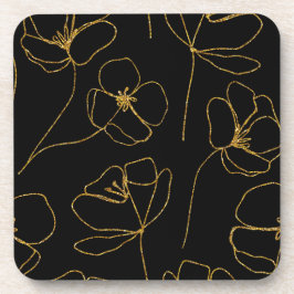Elegant Black och Guld Blommigt Underlägg