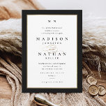 Elegant Black och Guld Bröllop Inbjudningar<br><div class="desc">Den här Eleganten är svartvit och Guld bröllopsinbjudan enkel och mångsidig. Den har en vit och svart chic med ett monogram,  skriptdetaljer,  enkel guld ram och formell redigerbar text. Klicka på knappen Redigera om du vill anpassa designen.</div>