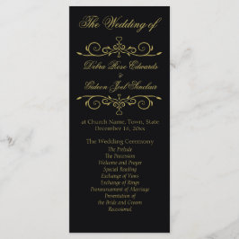 Elegant Black och Guld Flourish Bröllopsprogram Program