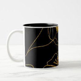 Elegant Black och Guld Flower Två-Tonad Mugg