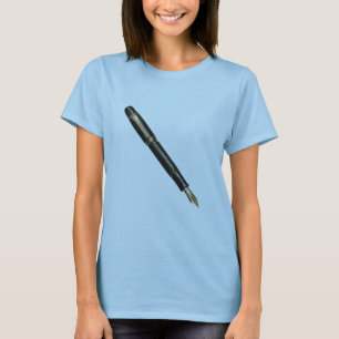 Elegant Black och Guld Fontän Pen T Shirt