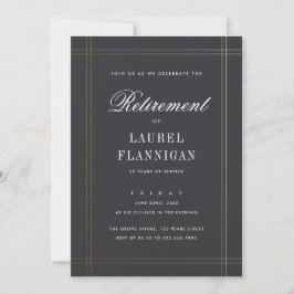 Elegant Black och Guld Formellt Pension Party Inbjudningar