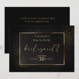 Elegant Black och Guld Glitter är min bridesmaid Inbjudningar