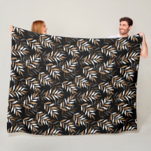 Elegant Black och Guld Glitter Löv Mönster