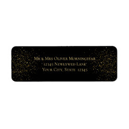 Elegant Black och Guld Glitter Returadress Etikett