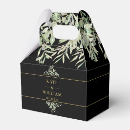 Elegant Black och Guld Greenery Bröllop Tack Presentaskar