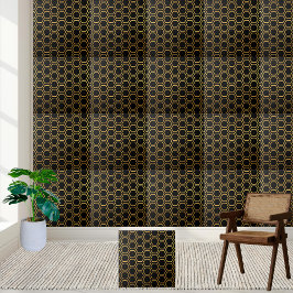 Elegant Black och Guld Honeycomb Hexagon Mönster Kakelplatta