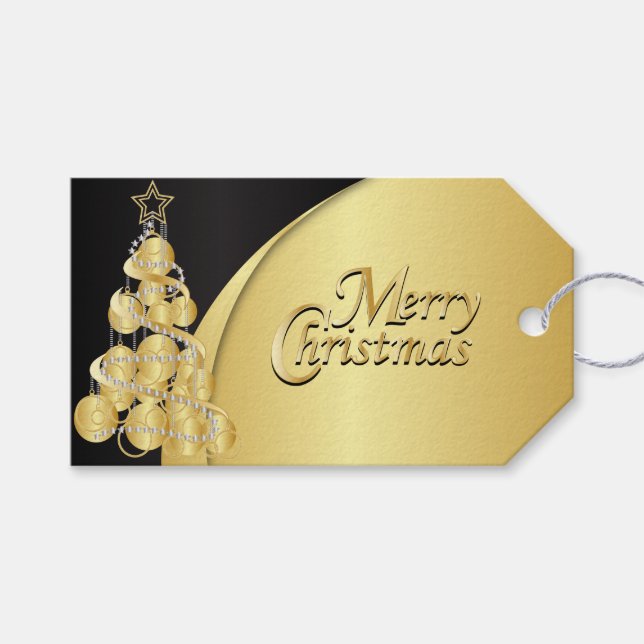 Elegant Black och Guld jul Presentetikett (Framsidan (Horisontell))