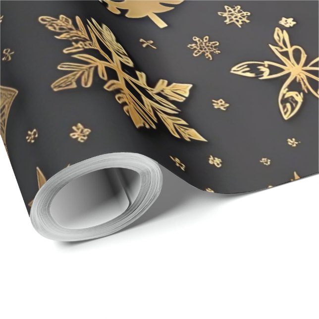 Elegant Black och Guld julgåva Presentpapper (Rullad Hörn)