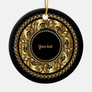 Elegant Black och Guld Julgransprydnad Keramik