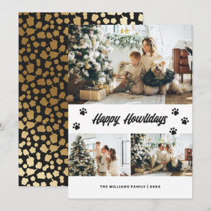 Elegant Black och Guld Lycklig Howlidays Photo Julkort