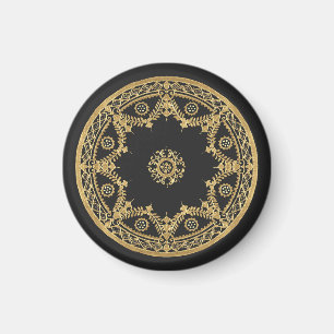 Elegant Black och guld mandala Magnet