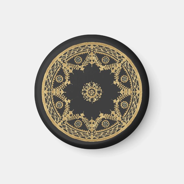 Elegant Black och guld mandala Magnet (Framsidan)