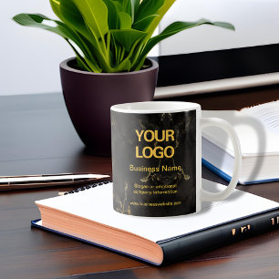 Elegant Black och Guld Marble Business Slogan Kaffemugg