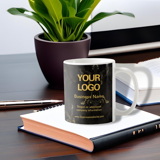 Elegant Black och Guld Marble Business Slogan Kaffemugg (Skapare uppladdad)
